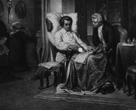 Franz Xaver Sussmayrwith dying at Mozart's deathbed